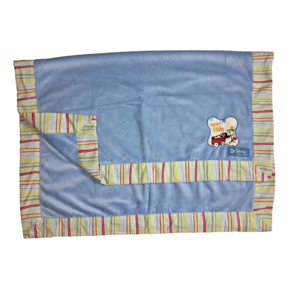 Dr Seuss New Fish Baby Blanket Trend Lab? Blue Stripe Trim One Suess Unisex